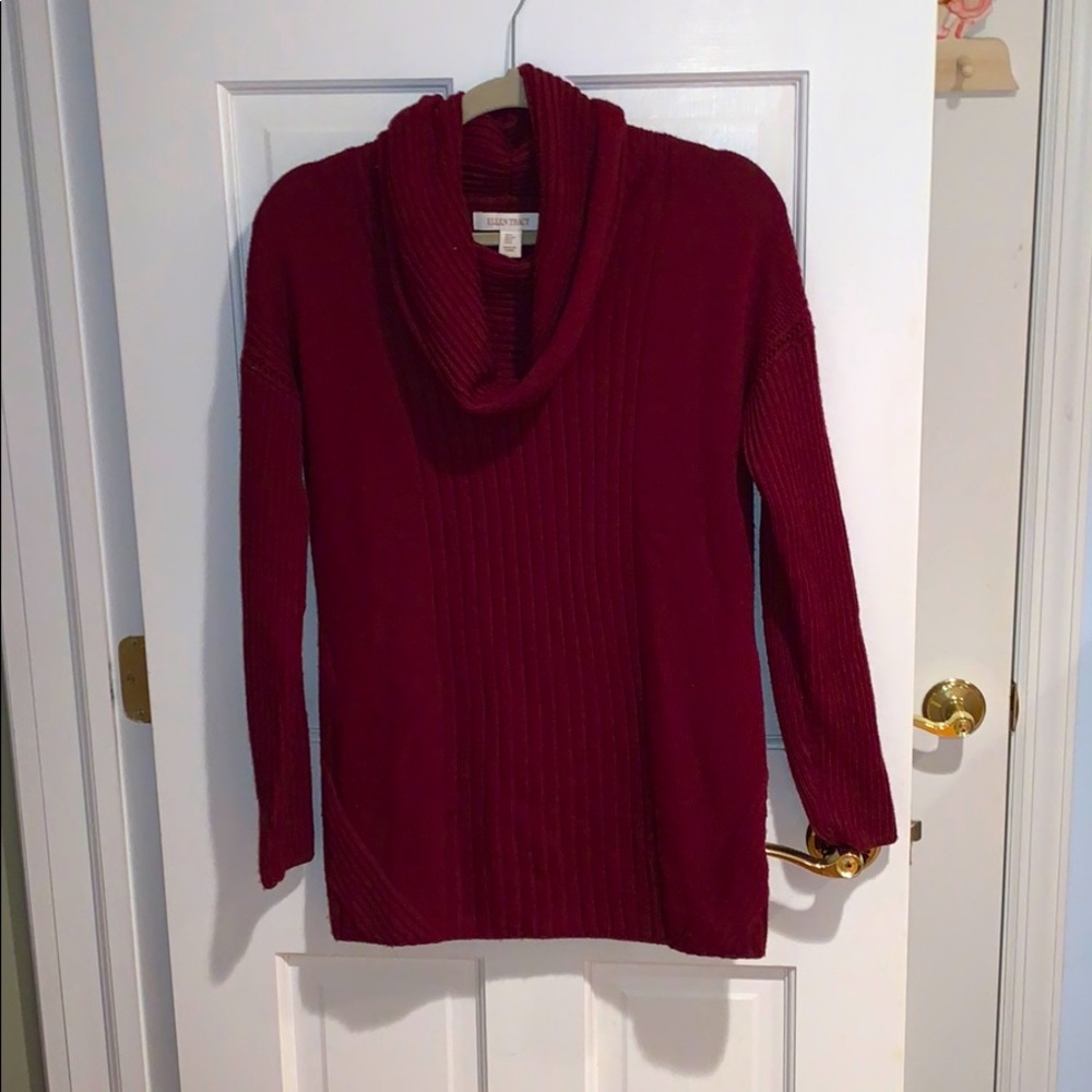 Dark red turtleneck sweater